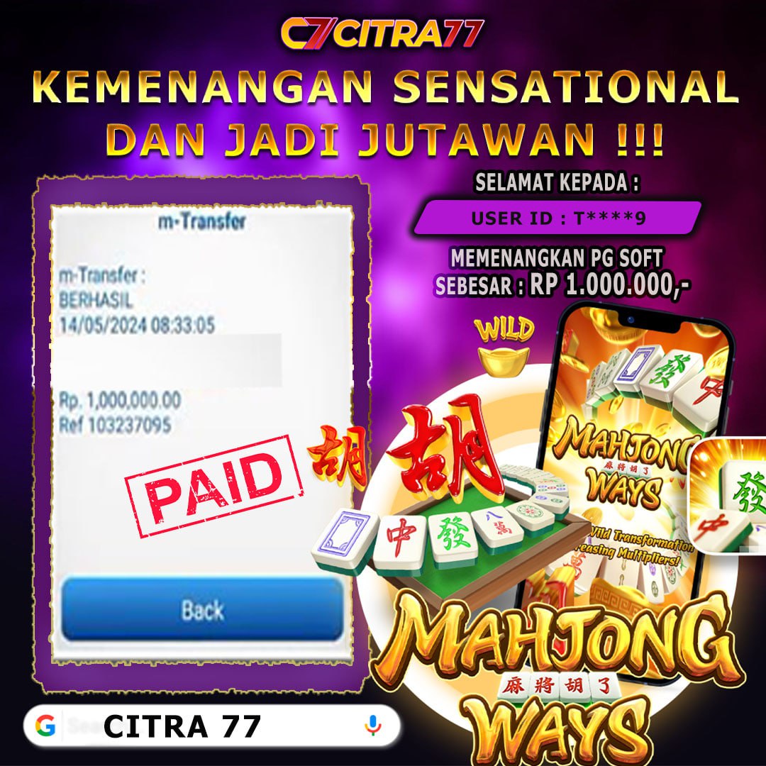 CITRA77 JACKPOT PG MAHJONG WAYS WIN Rp. 1.000.000,- LUNAS